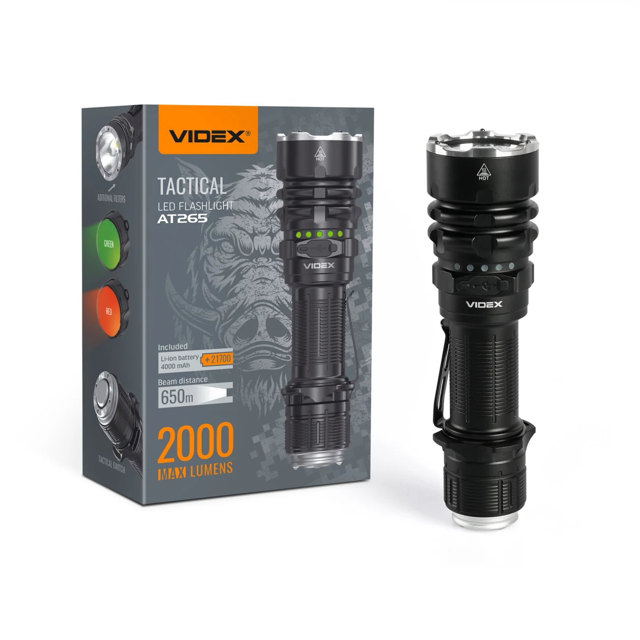 VIDEX VLF-AT265 Taktik LED El Feneri 2000Lm 6500K